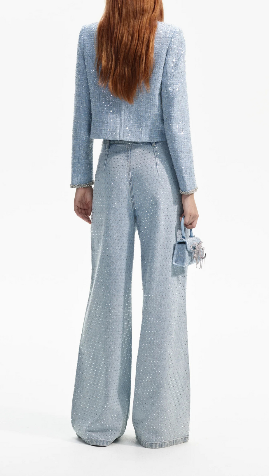 TOP BOUCLE CON PAILLETTES BLU 