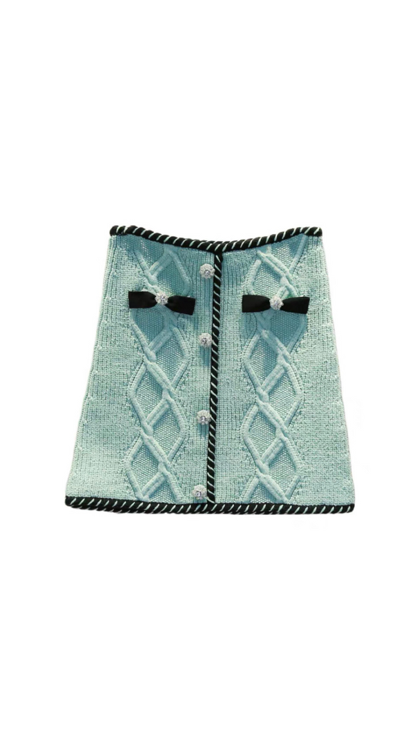 AIIZIE MINT CABLE KNIT MINI SKIRT - product image