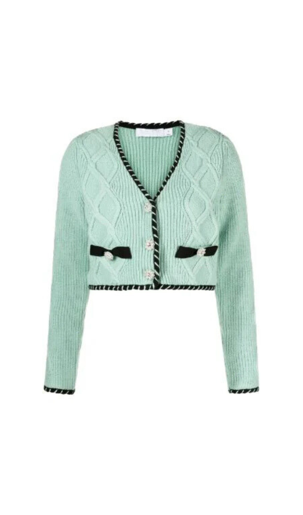 CARDIGAN CORTO IN MAGLIA A TRECCE MENTA 