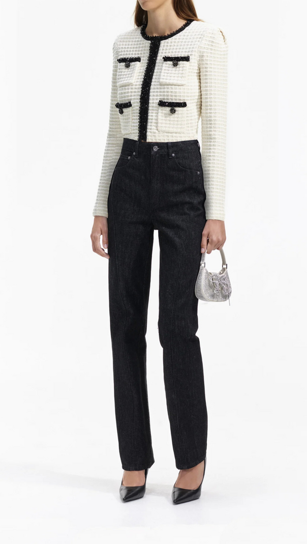 AIIZIE CREAM TEXTURED KNIT CARDIGAN - product image