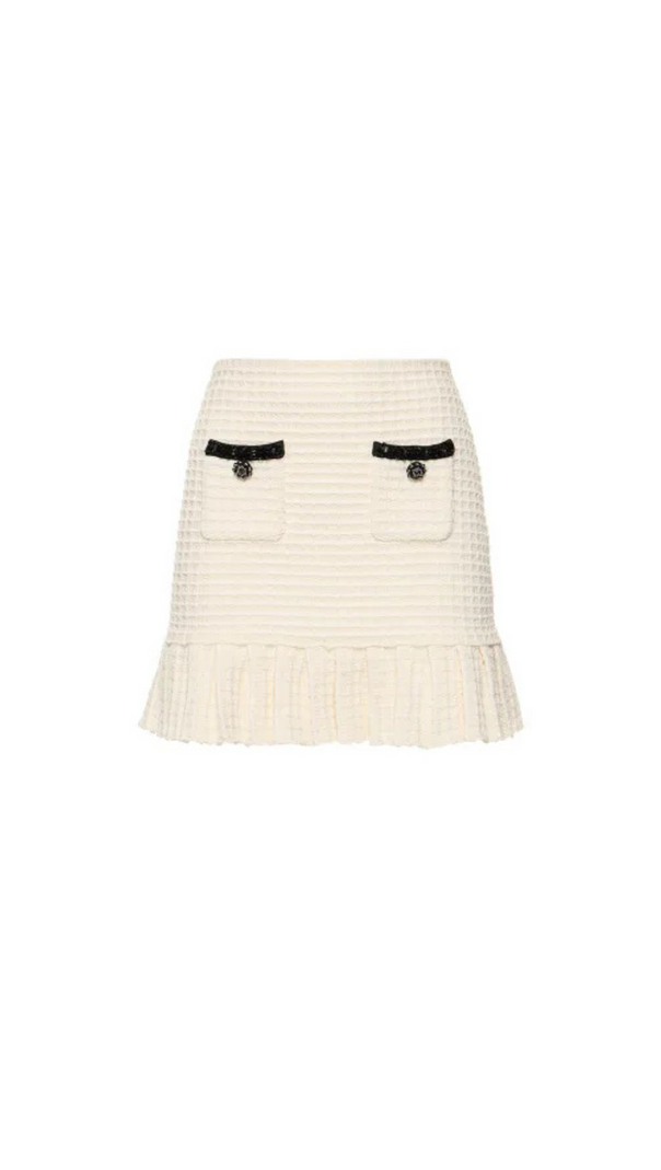 AIIZIE CREAM TEXTURED KNIT MINI SKIRT - product image