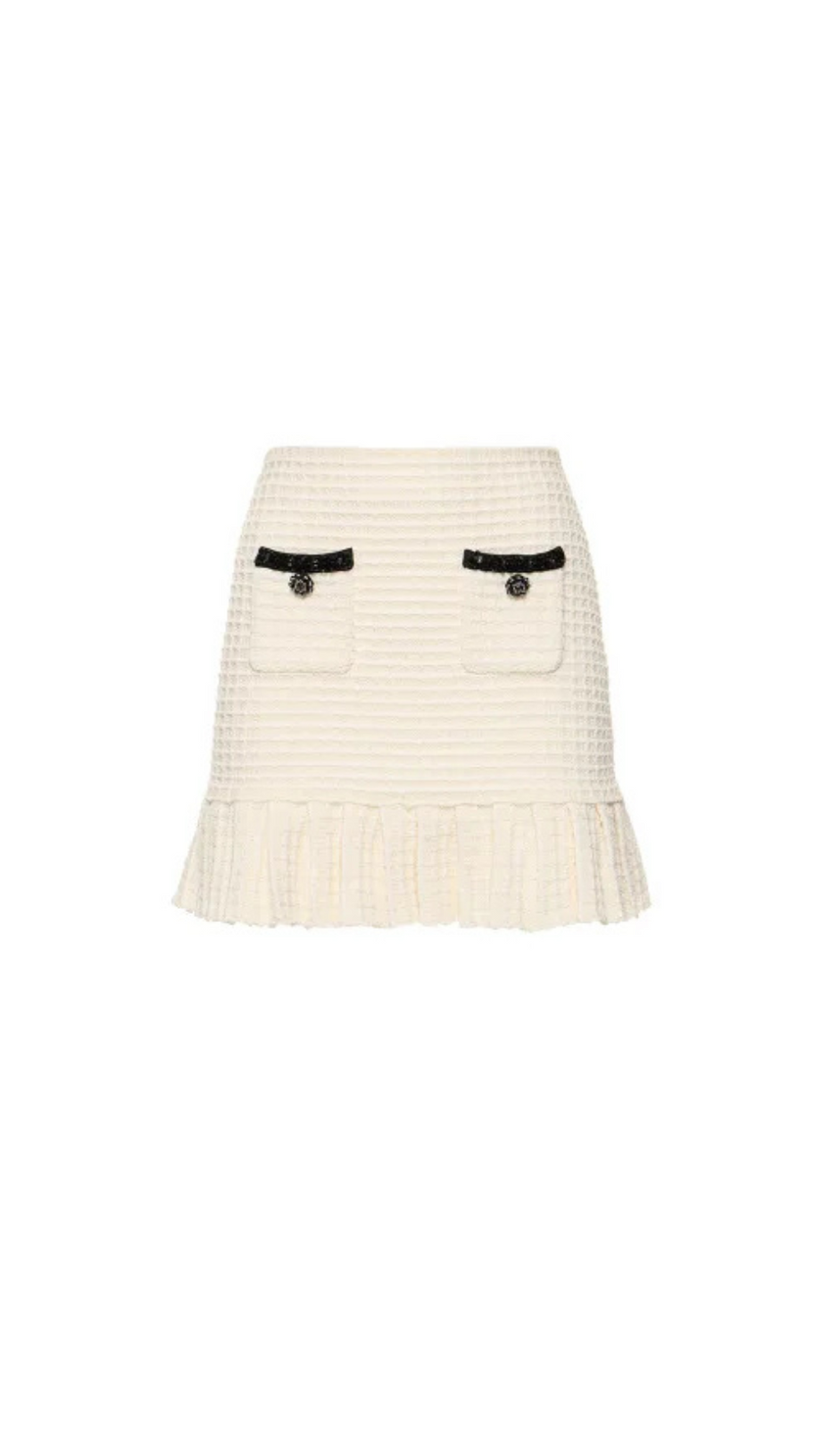 MINIGONNA IN MAGLIA CON TEXTURE CREMA 