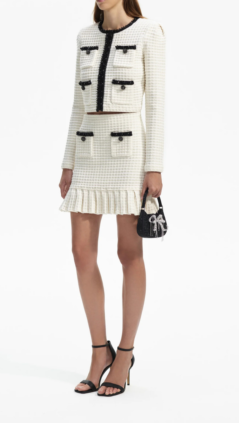 MINIGONNA IN MAGLIA CON TEXTURE CREMA 