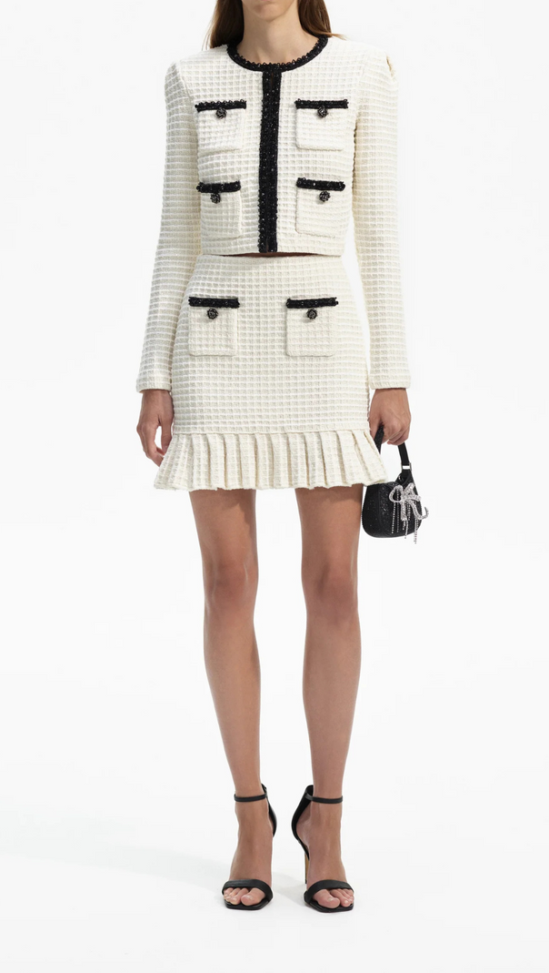 AIIZIE CREAM TEXTURED KNIT MINI SKIRT - product image