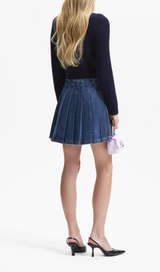 NAVY SOFT KNIT BOW CARDIGAN