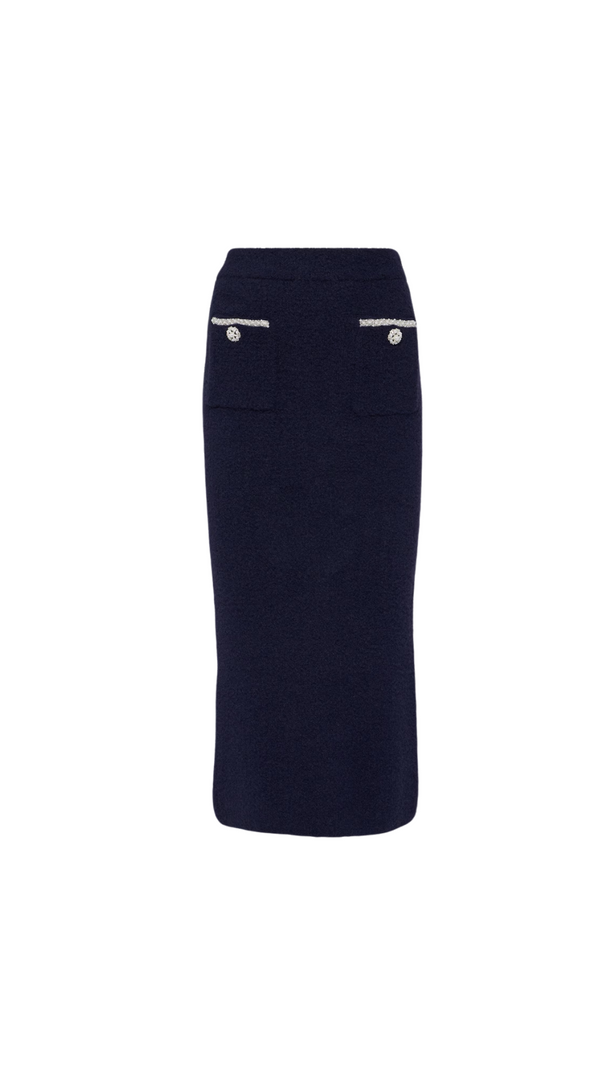 MARINEBLAUER MIDIROCK AUS WEICHEM STRICK 