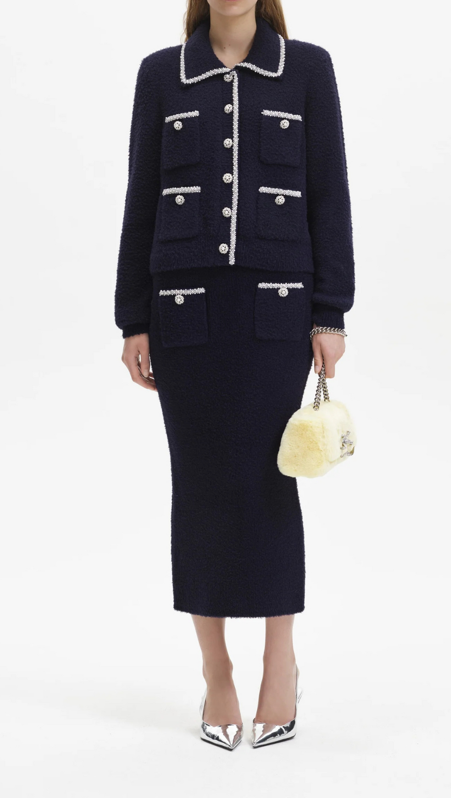 GONNA MIDI IN MAGLIA MORBIDA BLU MARINO 