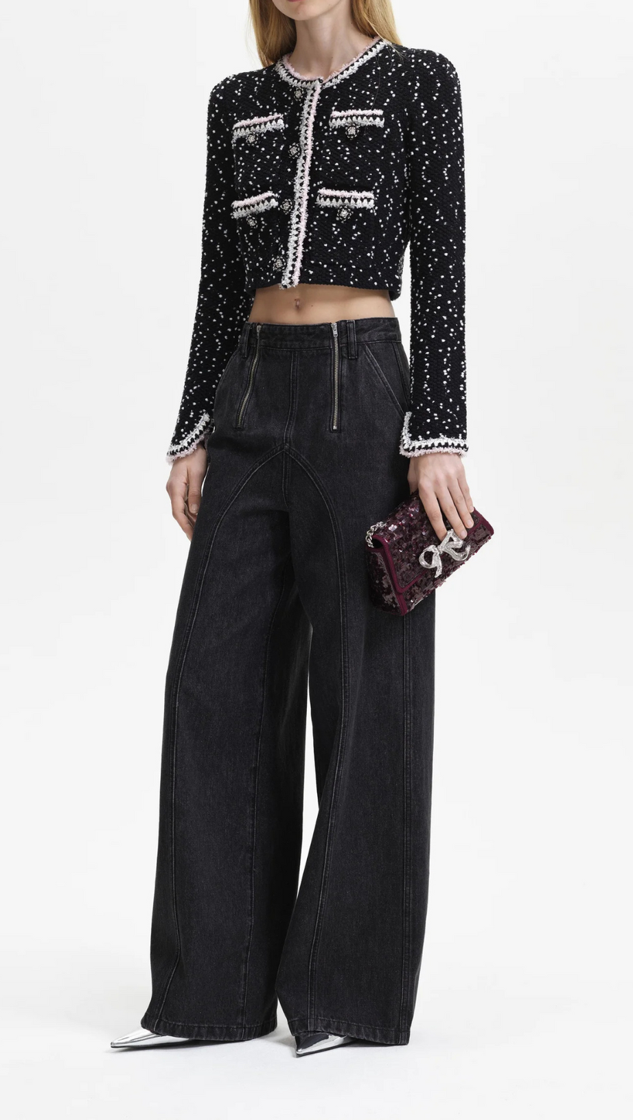 CARDIGAN IN MAGLIA BIANCO E NERO 