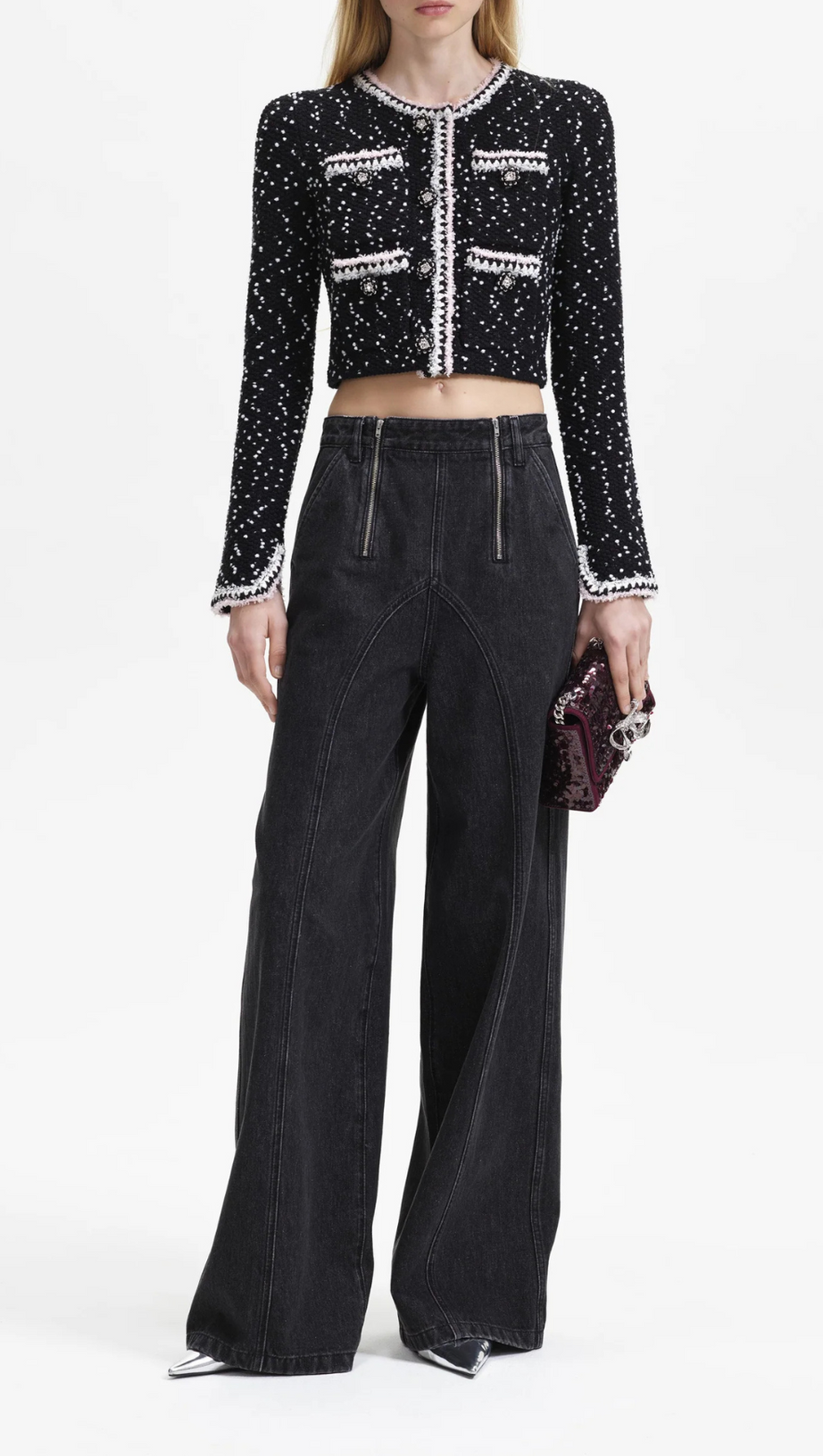 CARDIGAN IN MAGLIA BIANCO E NERO 