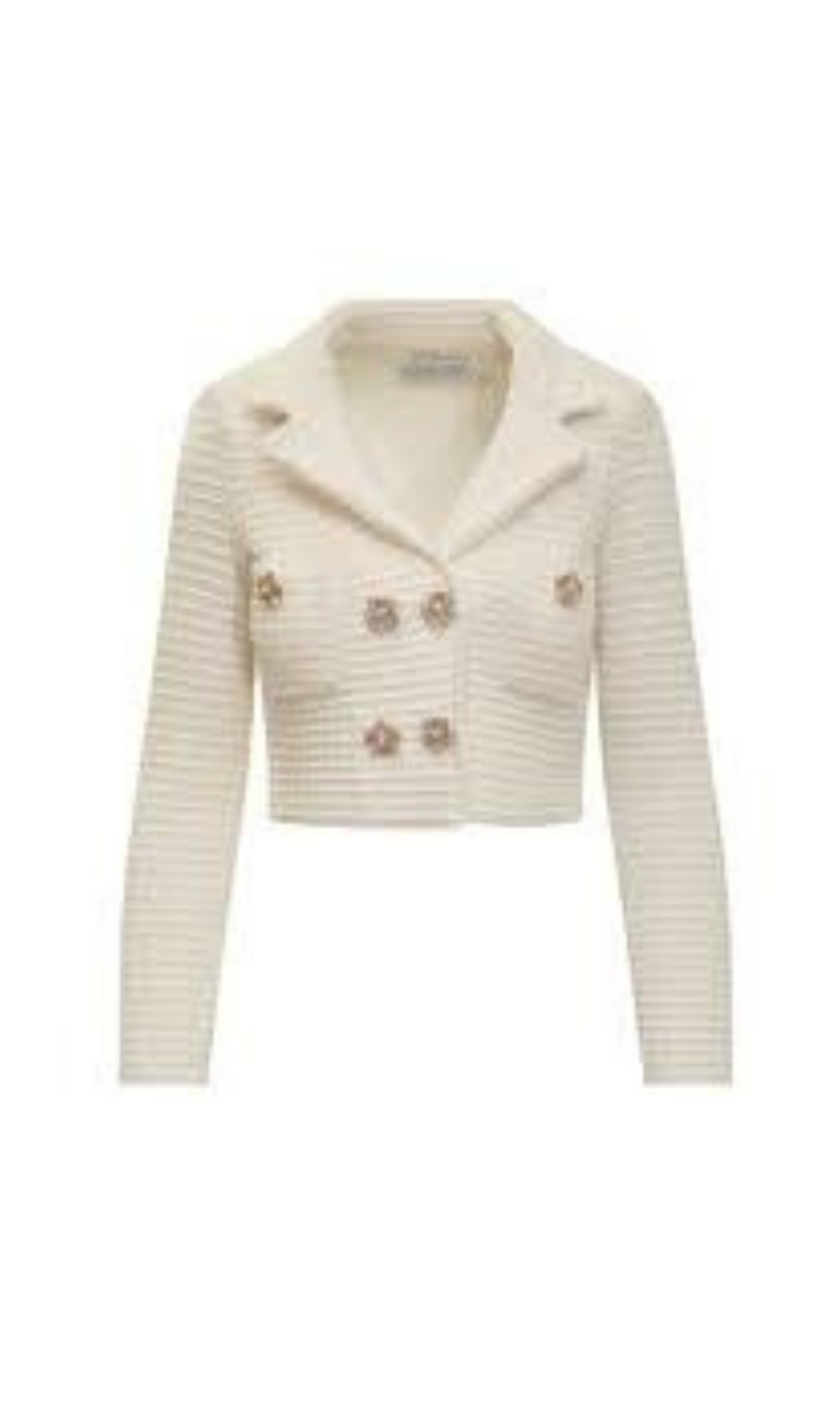 Cremefarbene, strukturierte Strickjacke mit Pailletten 