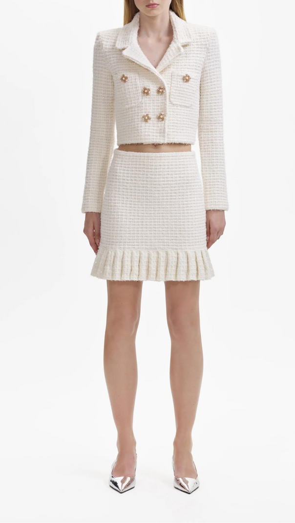AIIZIE CREAM SEQUIN TEXTURED KNIT JACKET - product image