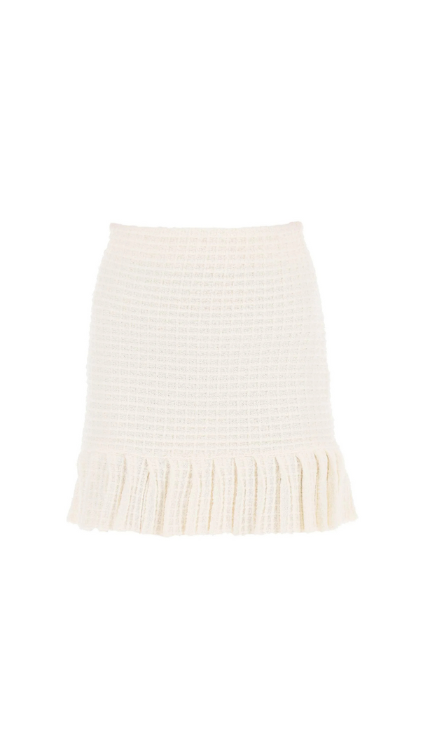 AIIZIE CREAM SEQUIN TEXTURED KNIT SKIRT - product image