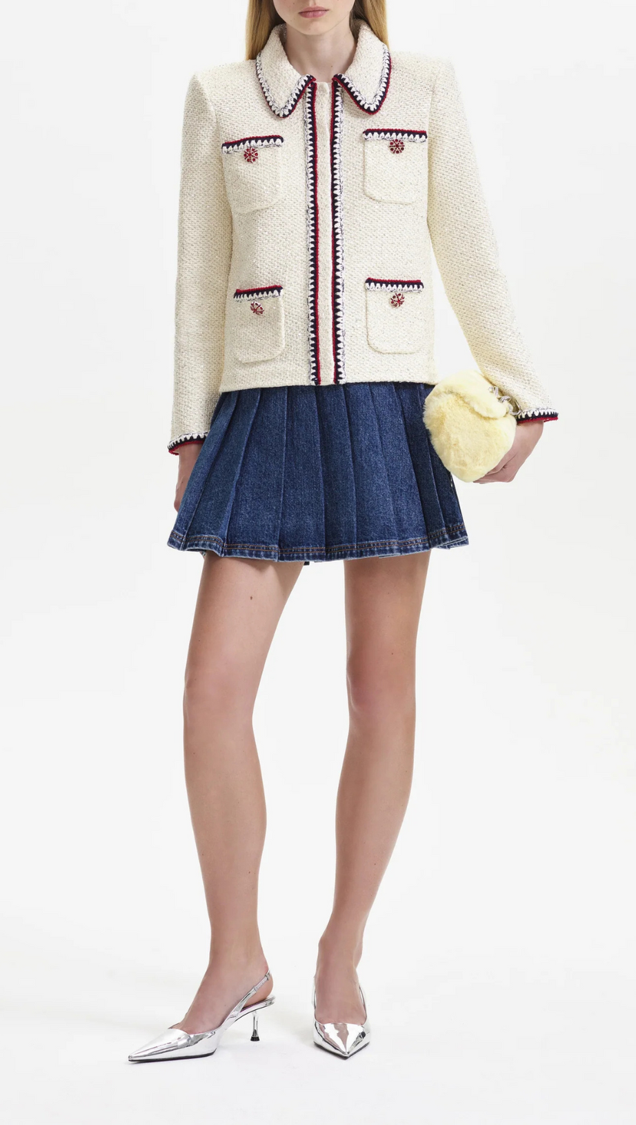 CREAM SEQUIN KNIT CARDIGAN