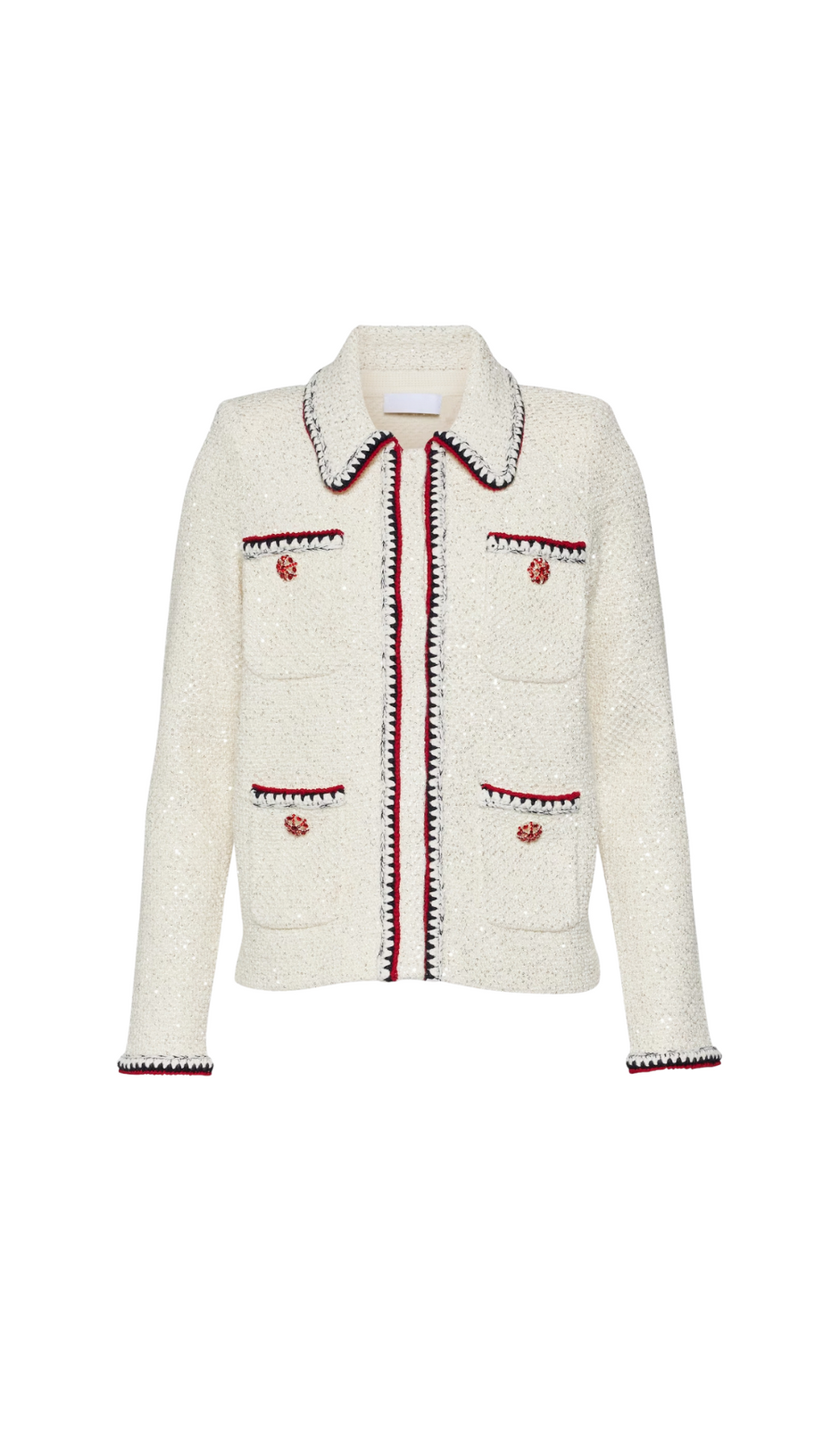 CARDIGAN IN MAGLIA CON PAILLETTES CREMA 