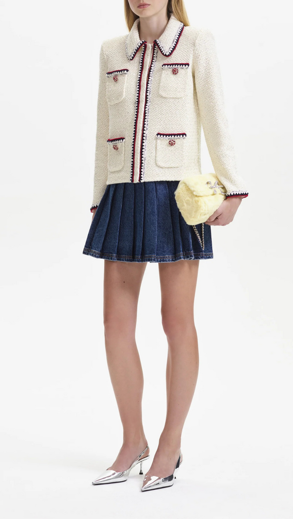 AIIZIE CREAM SEQUIN KNIT CARDIGAN - product image