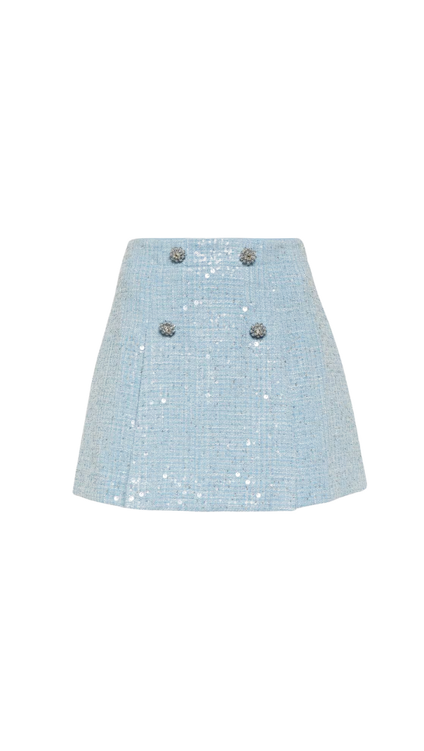 AIIZIE BLUE SEQUIN BOUCLE MINI SKIRT - product image