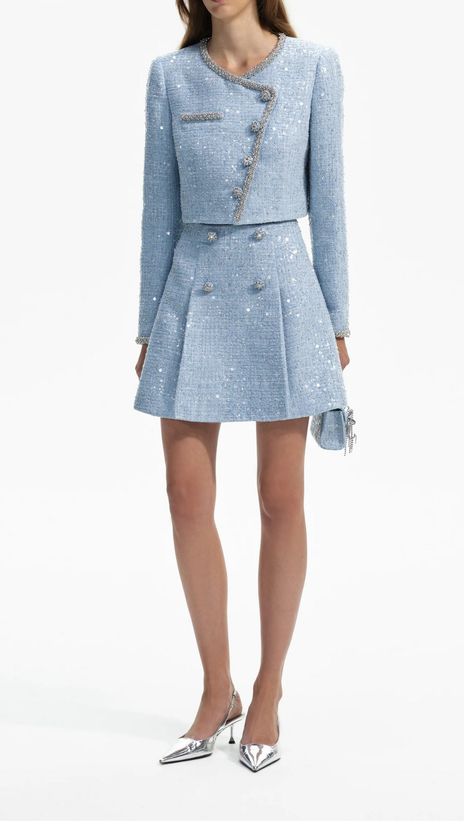 MINIGONNA BOUCLE CON PAILLETTES BLU 