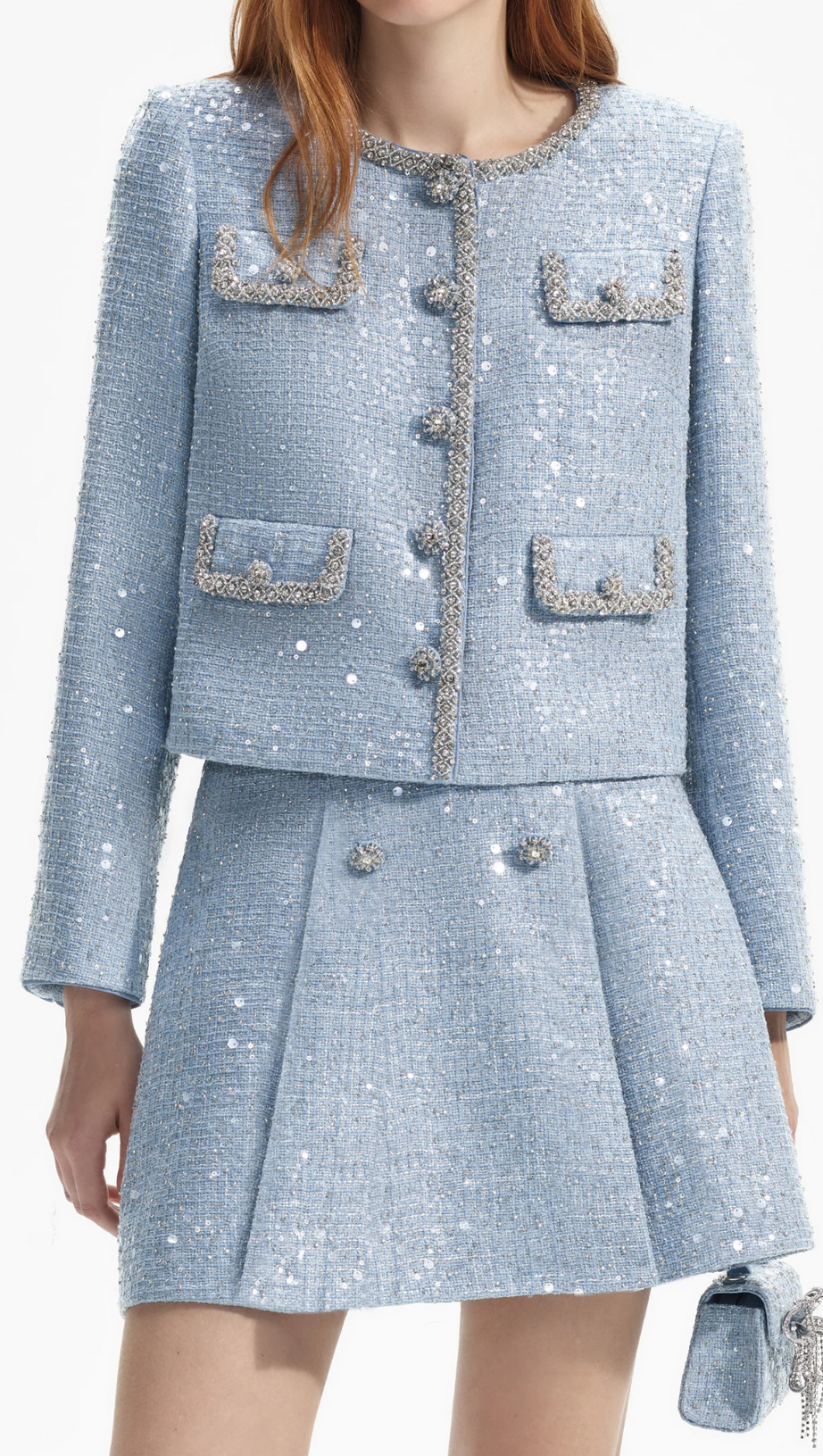 GIACCA BOUCLE CON PAILLETTES BLU 