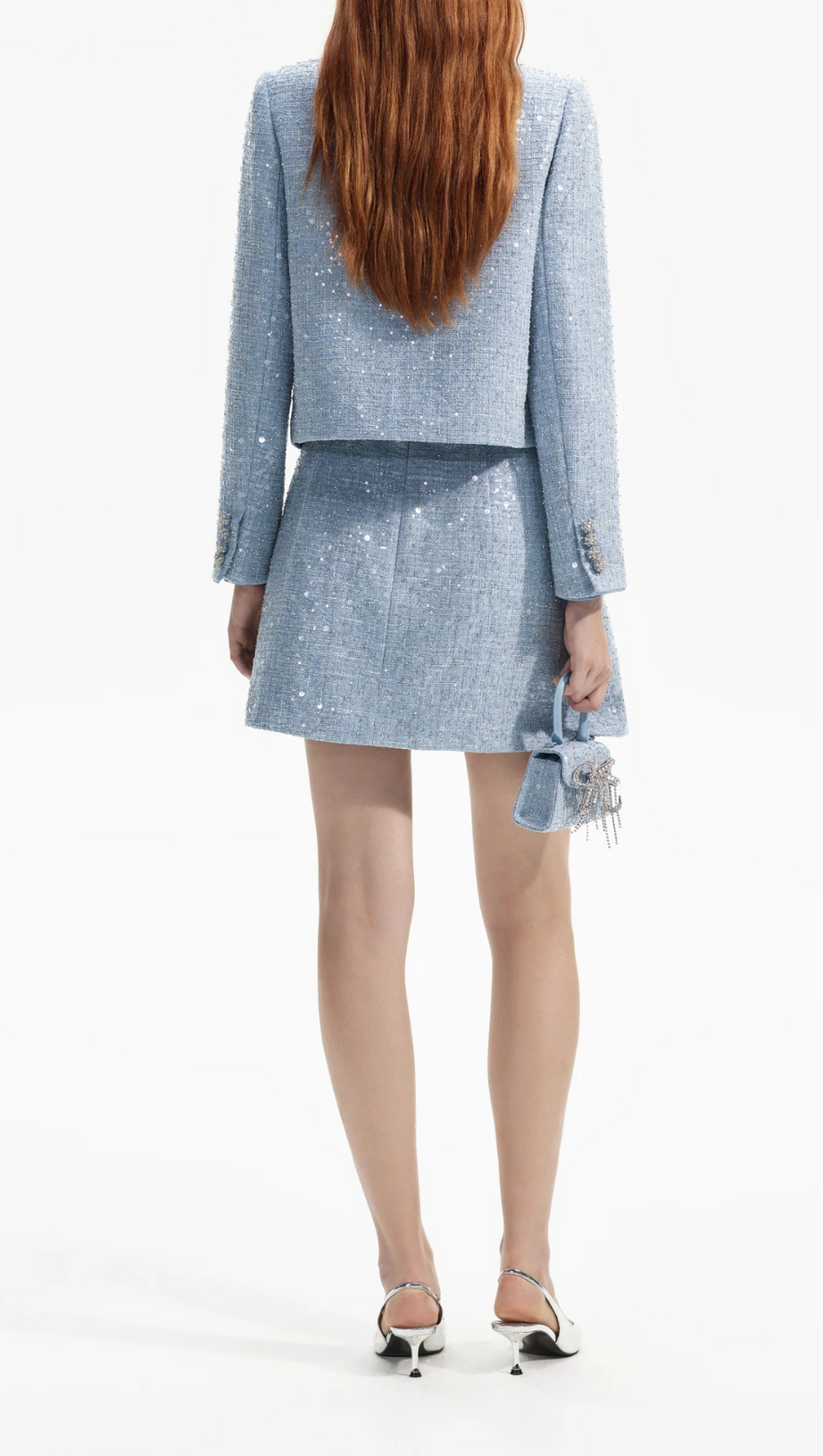 GIACCA BOUCLE CON PAILLETTES BLU 