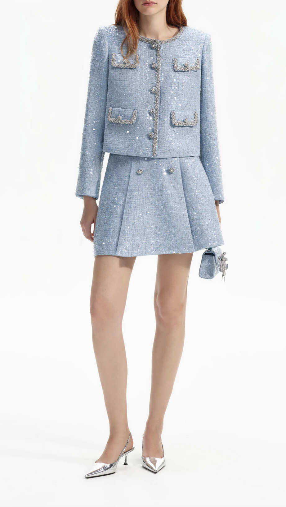 GIACCA BOUCLE CON PAILLETTES BLU 