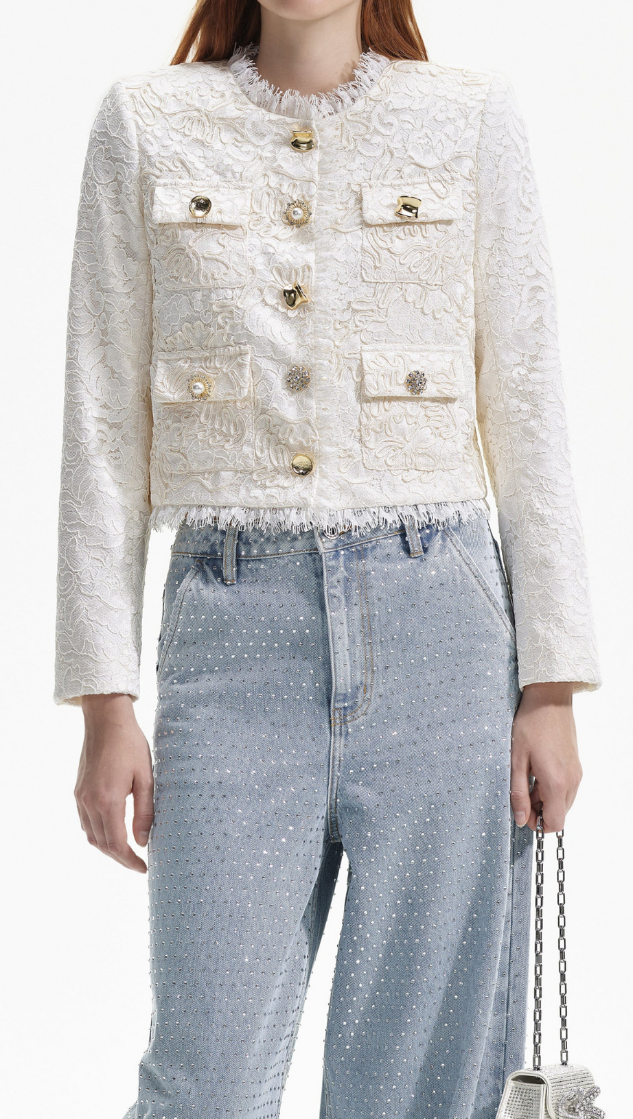 GIACCA IN PIZZO DI CORDINO CREMA 