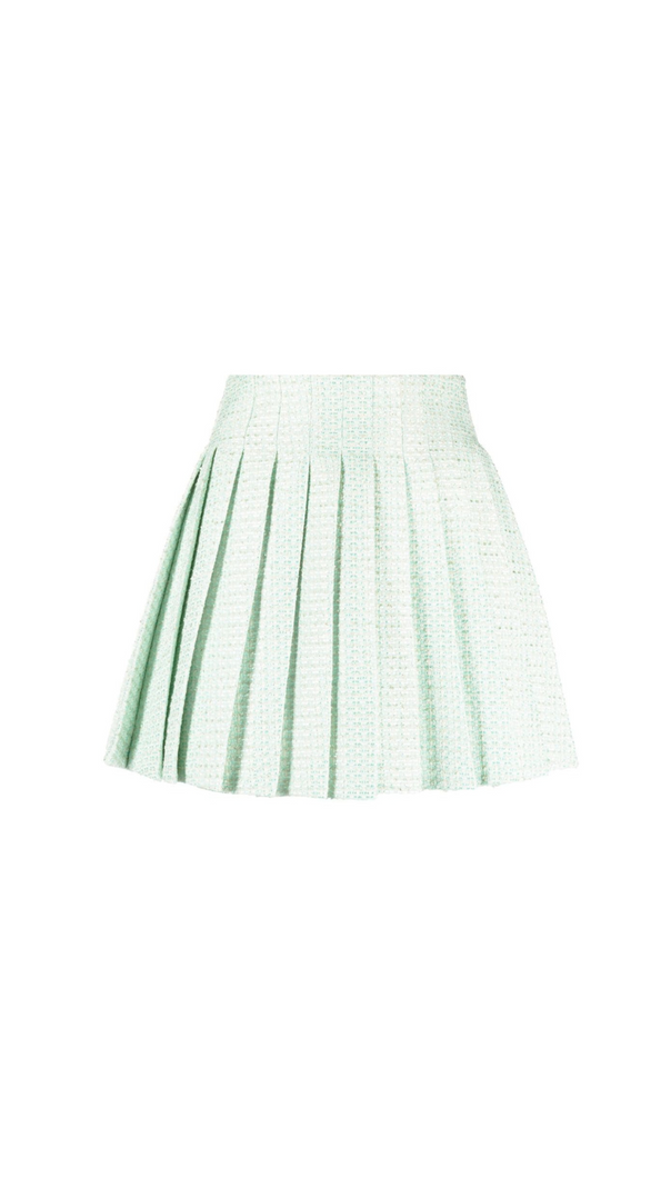 AIIZIE MINT BOUCLE PLEATED MINI SKIRT - product image