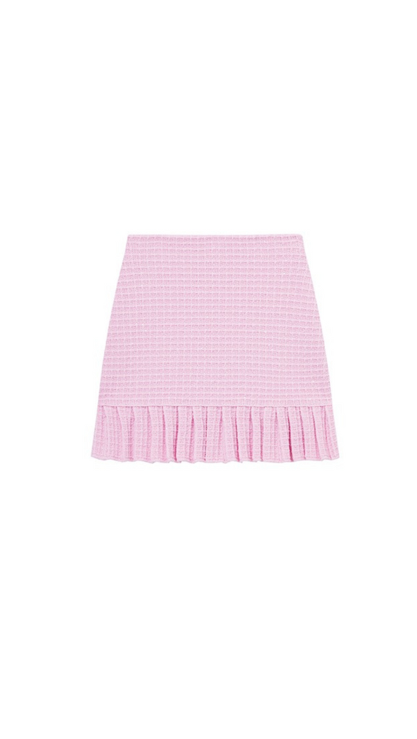AIIZIE PINK SEQUIN TEXTURED KNIT SKIRT - product image