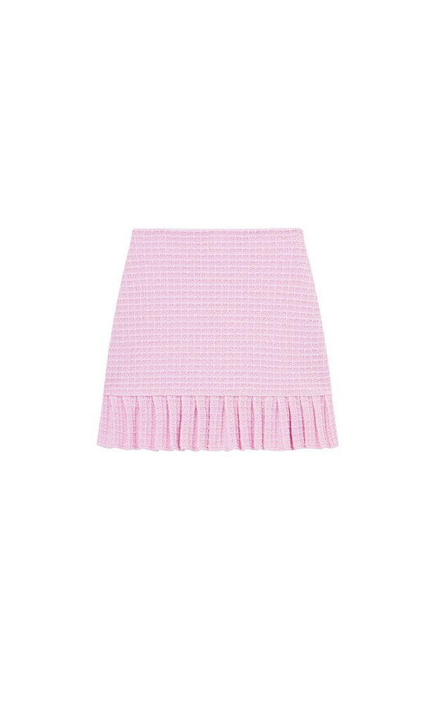 PINK SEQUIN TEXTURED KNIT SKIRT