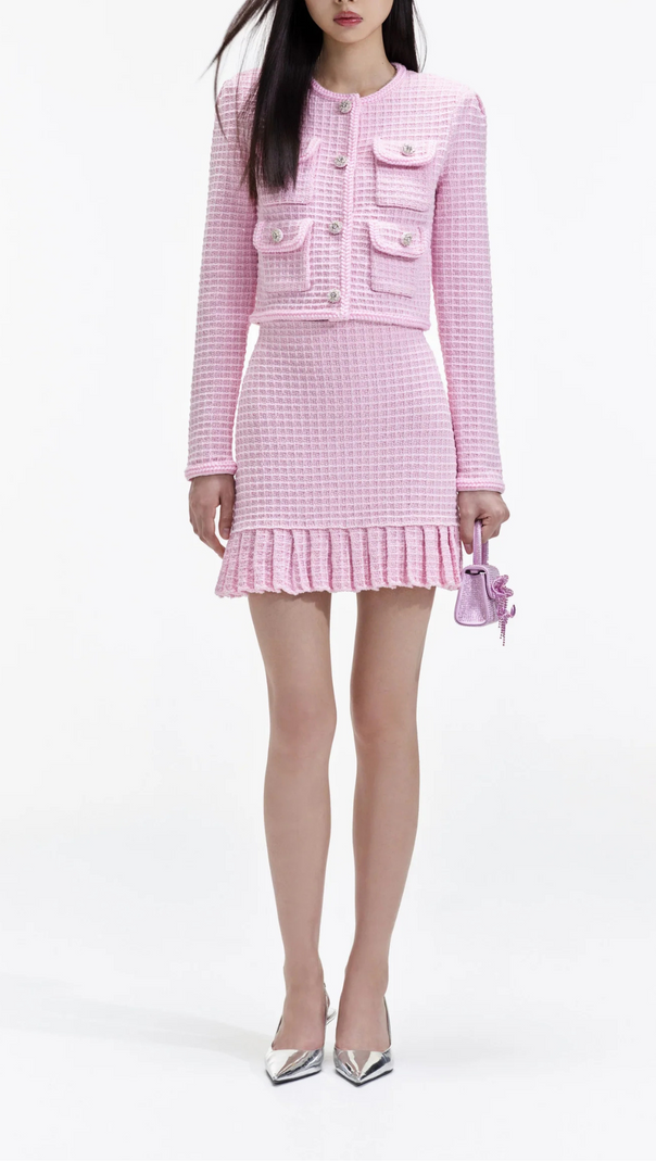 AIIZIE PINK SEQUIN TEXTURED KNIT SKIRT - product image
