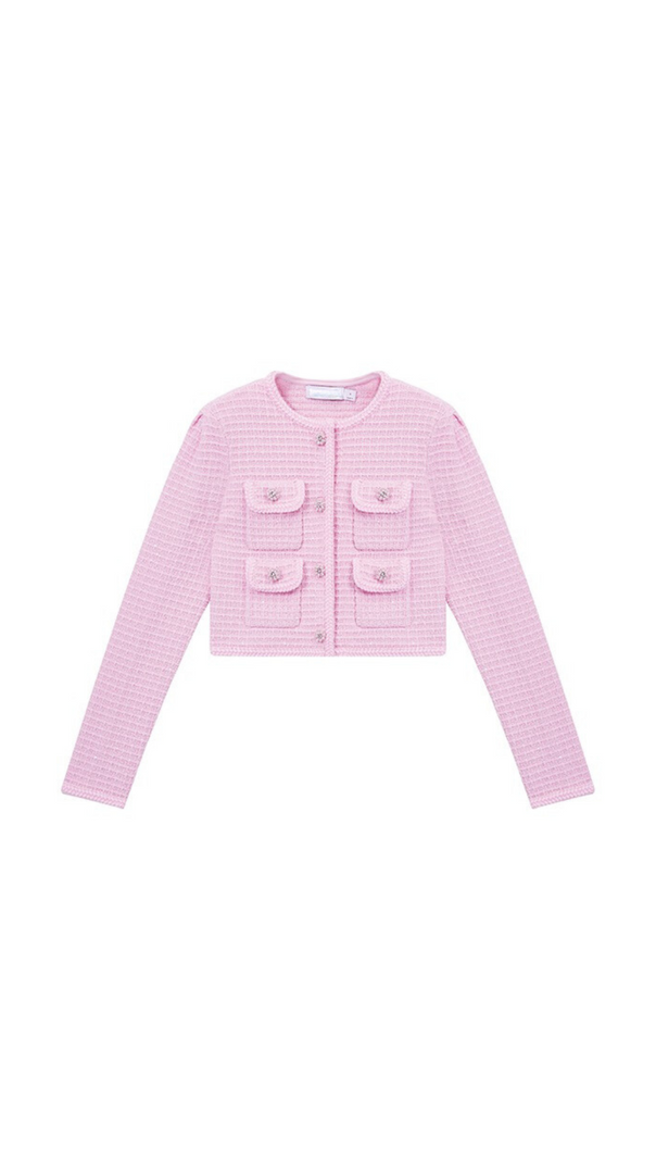 AIIZIE PINK SEQUIN TEXTURED KNIT JACKET - product image