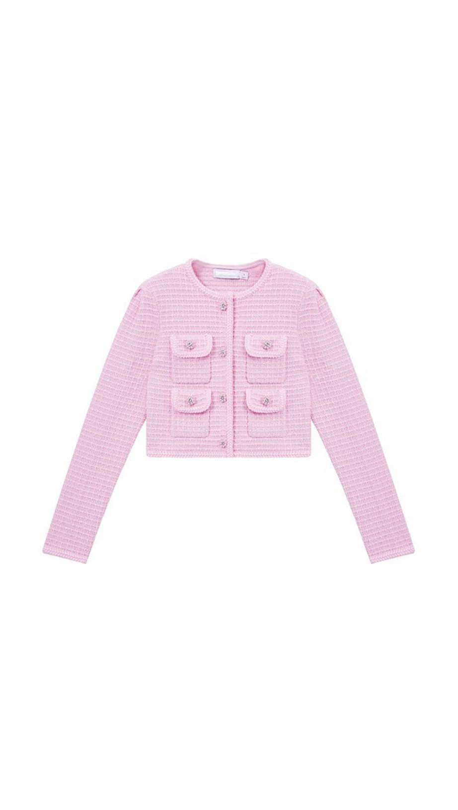 PINK SEQUIN TEXTURED KNIT JACKET
