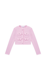 PINK SEQUIN TEXTURED KNIT JACKET