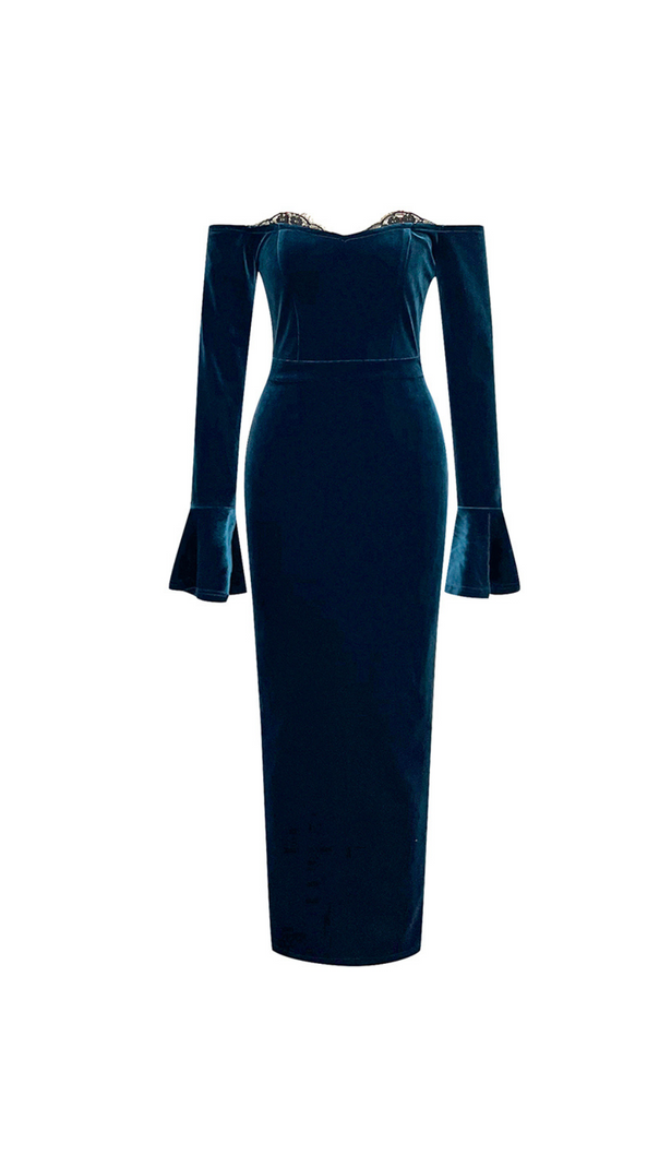 AIIZIE BANDEAU LACE PANELS FLARED SLEEVES DRESS - product image