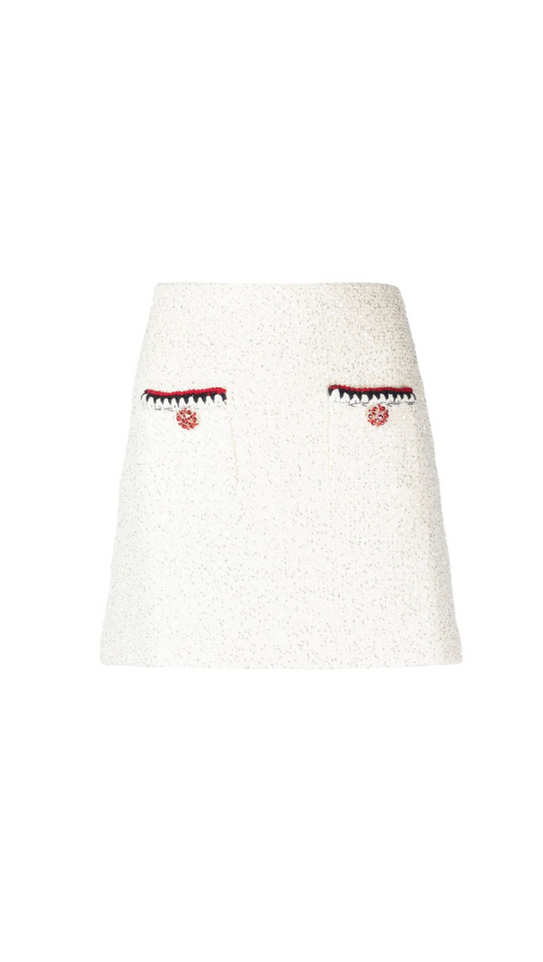 AIIZIE CREAM SEQUIN KNIT SKIRT - product image