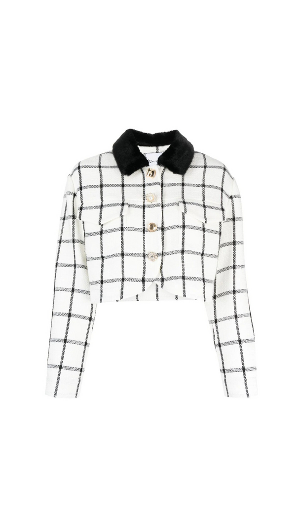 AIIZIE CREAM CHECK BOXY JACKET - product image