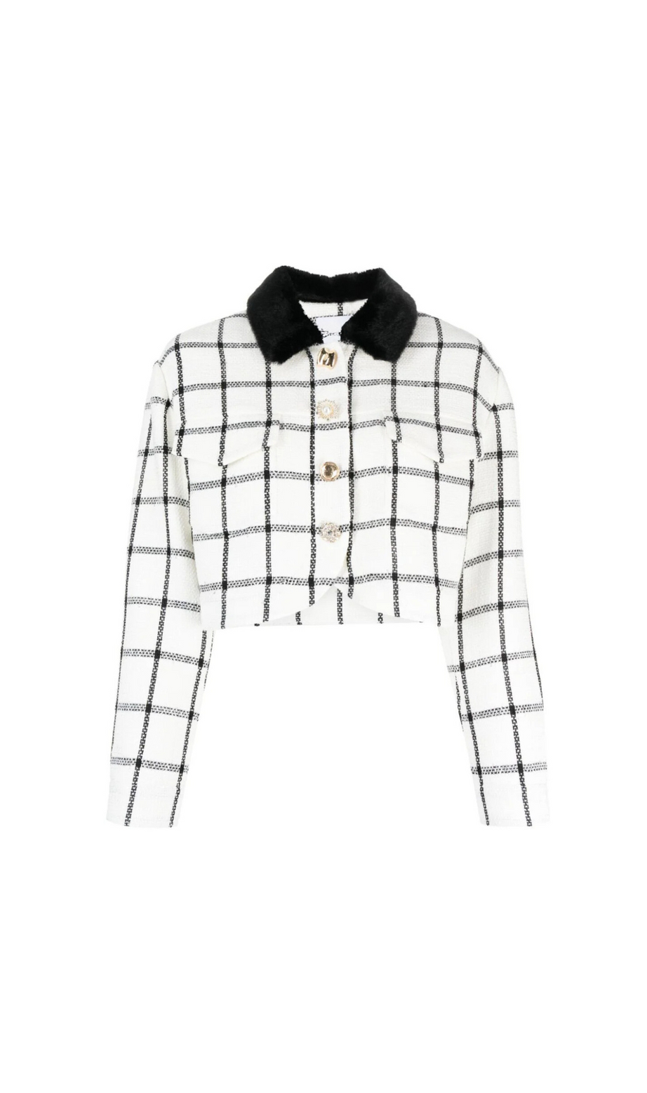 GIACCA BOXY A QUADRI CREMA 