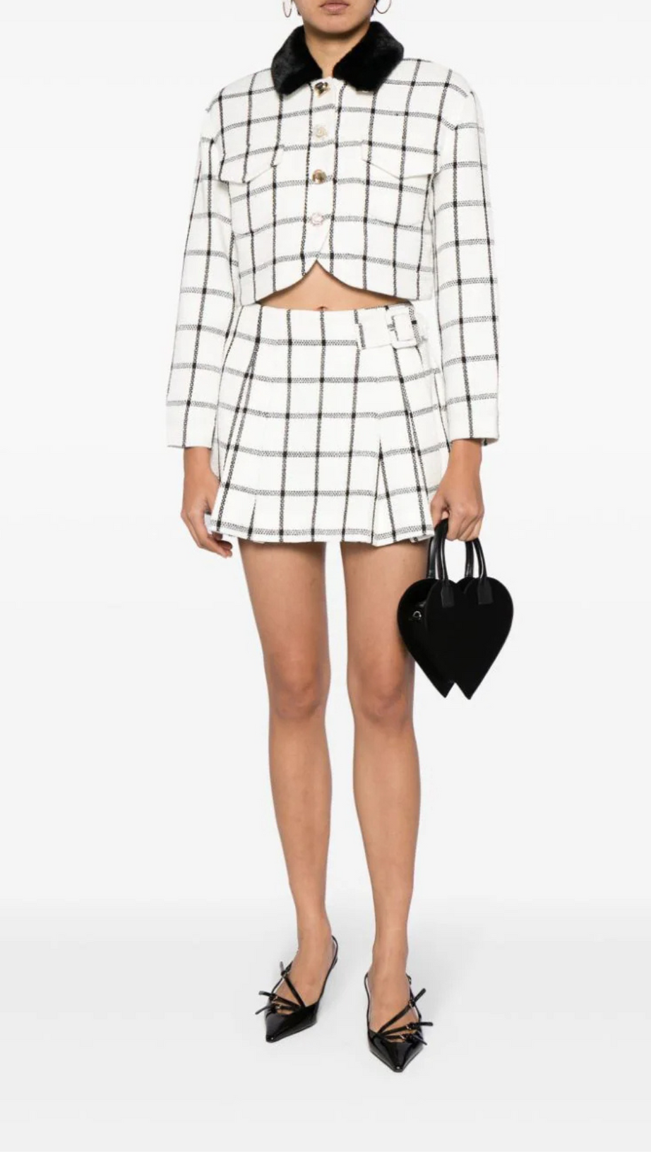 GIACCA BOXY A QUADRI CREMA 