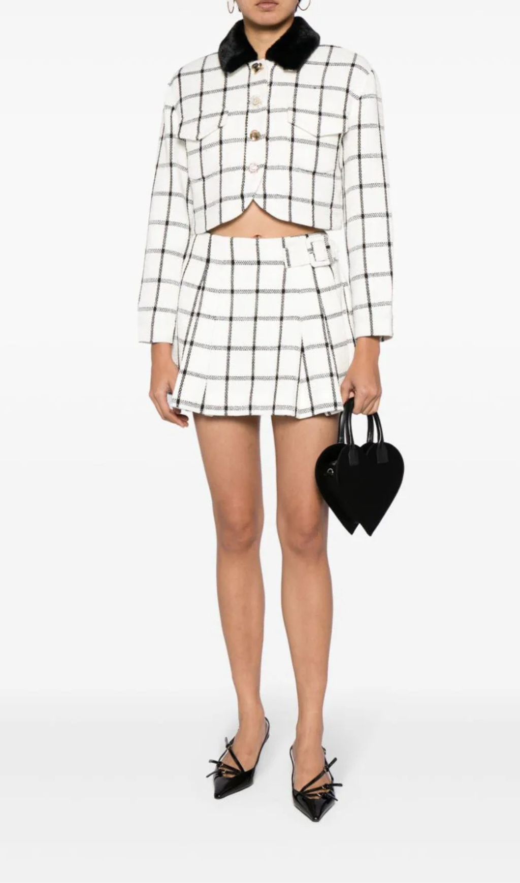 GIACCA BOXY A QUADRI CREMA 