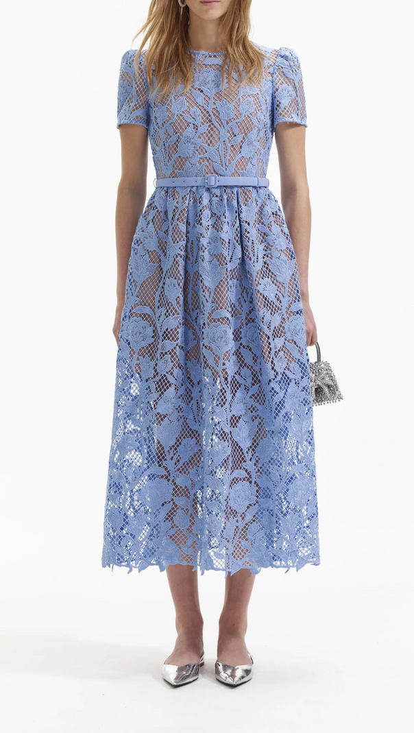AIIZIE BLUE LILY LACE MIDI DRESS - product image