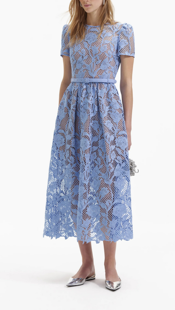 AIIZIE BLUE LILY LACE MIDI DRESS - product image