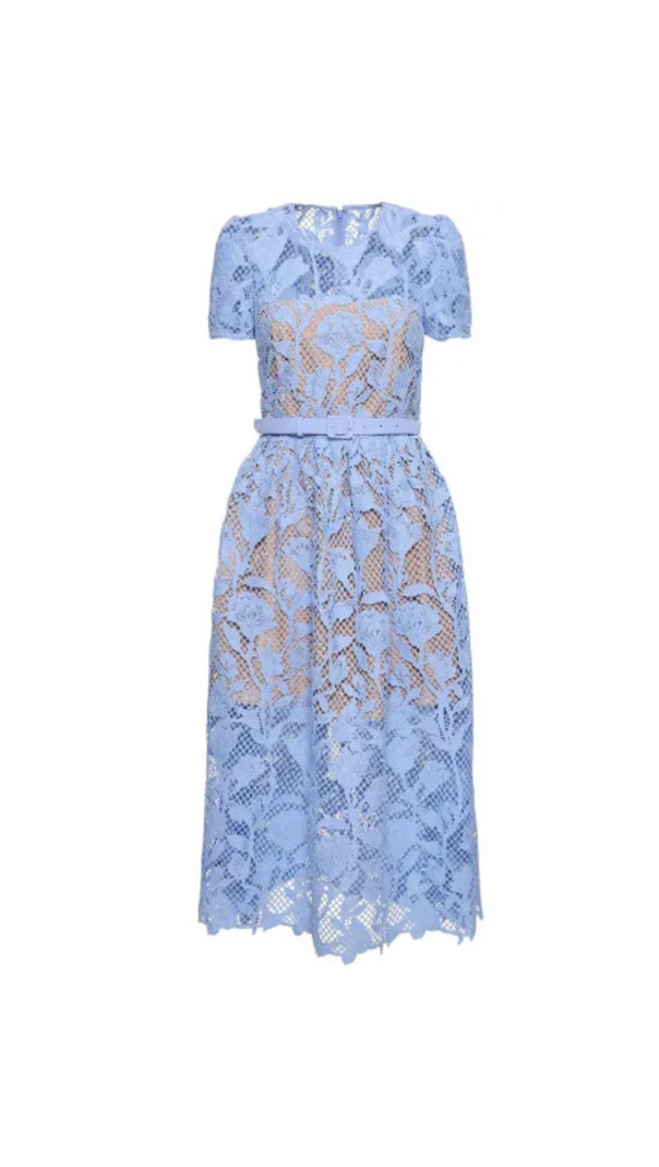 AIIZIE BLUE LILY LACE MIDI DRESS - product image