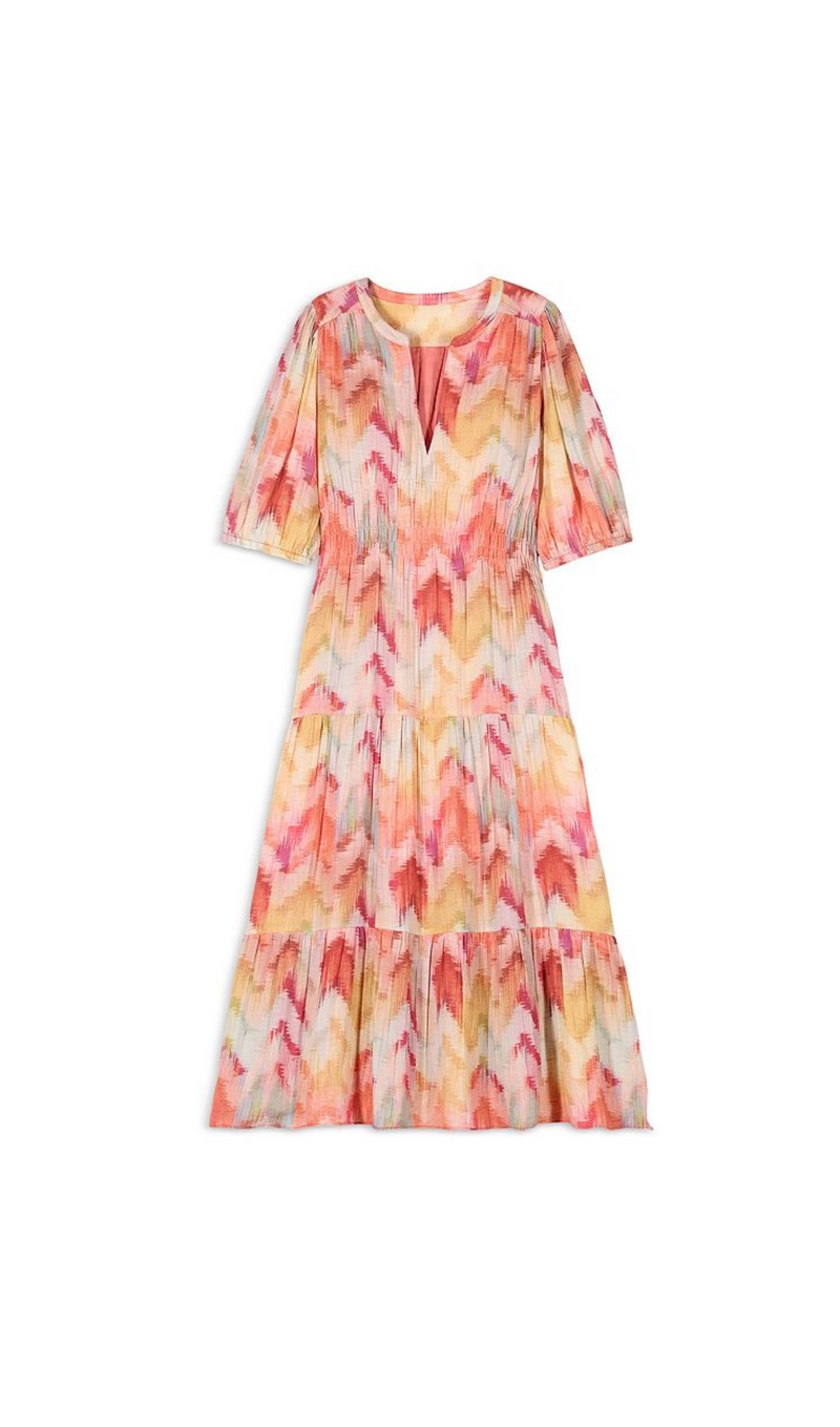 COTTON PRINTED MIDI DRESS