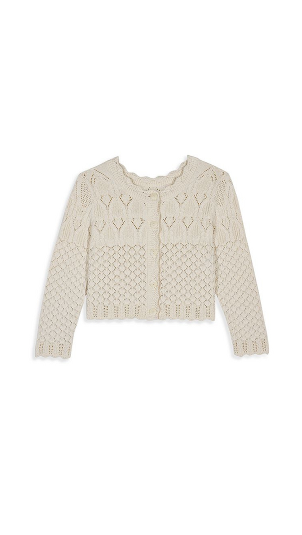 AIIZIE COTTON CROPPED OPEN KNIT CARDIGAN - product image
