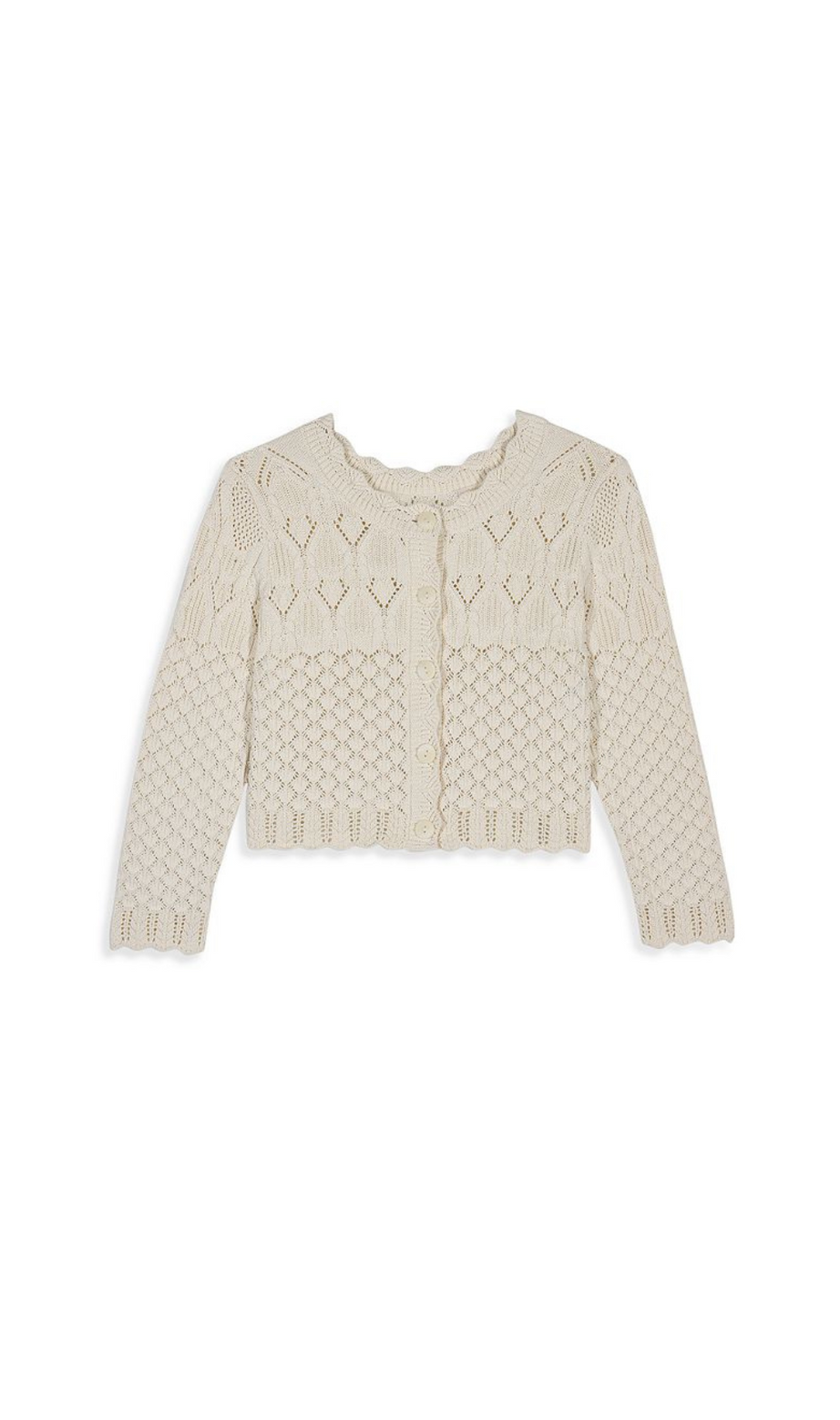 CARDIGAN IN COTONE A MAGLIA APERTA E CORTO 