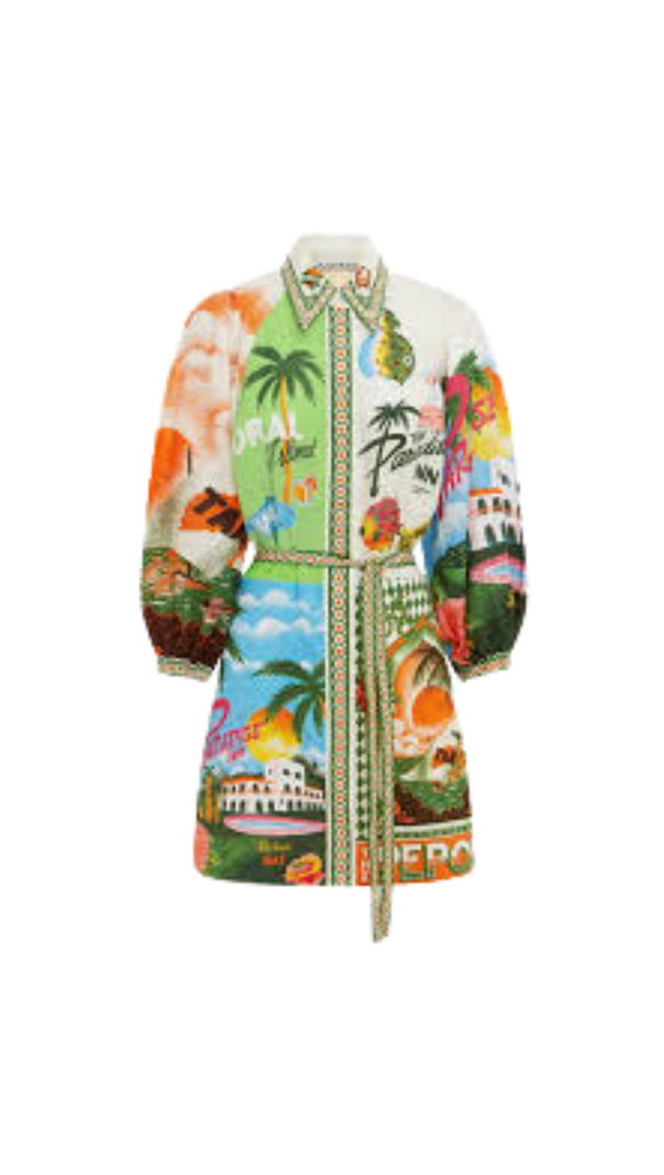 AIIZIE PARADISO PRINTED LINEN DRESS - product image