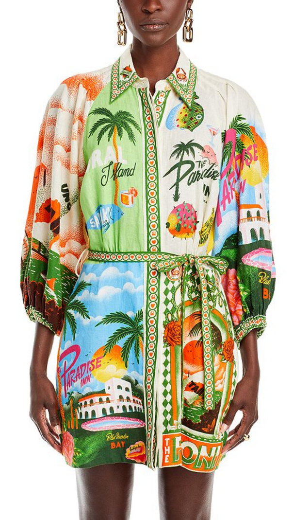 AIIZIE PARADISO PRINTED LINEN DRESS - product image