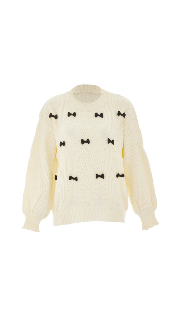 AIIZIE POINTELLE KNIT MINI BOW SWEATER - product image
