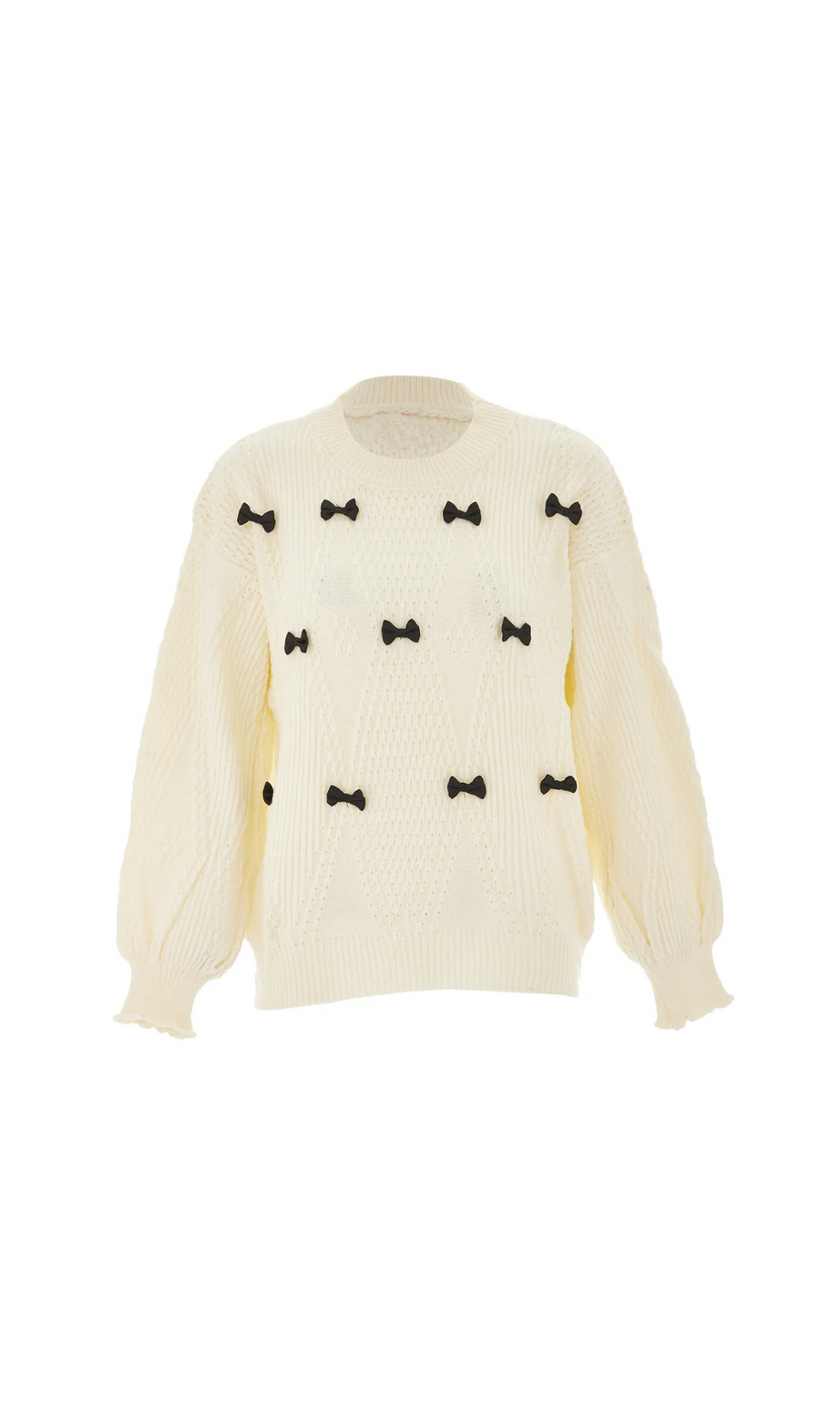 MAGLIONE CON MINI FIOCCO IN MAGLIA TRAPUNTATA 