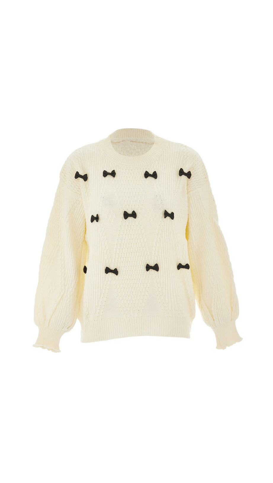 POINTELLE KNIT MINI BOW SWEATER