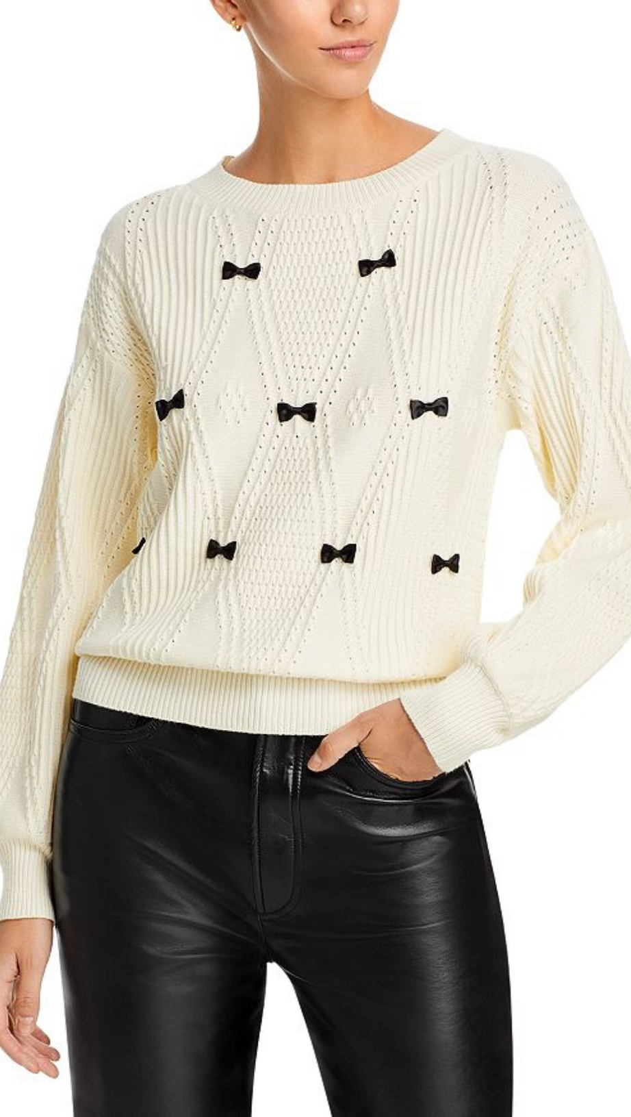POINTELLE KNIT MINI BOW SWEATER